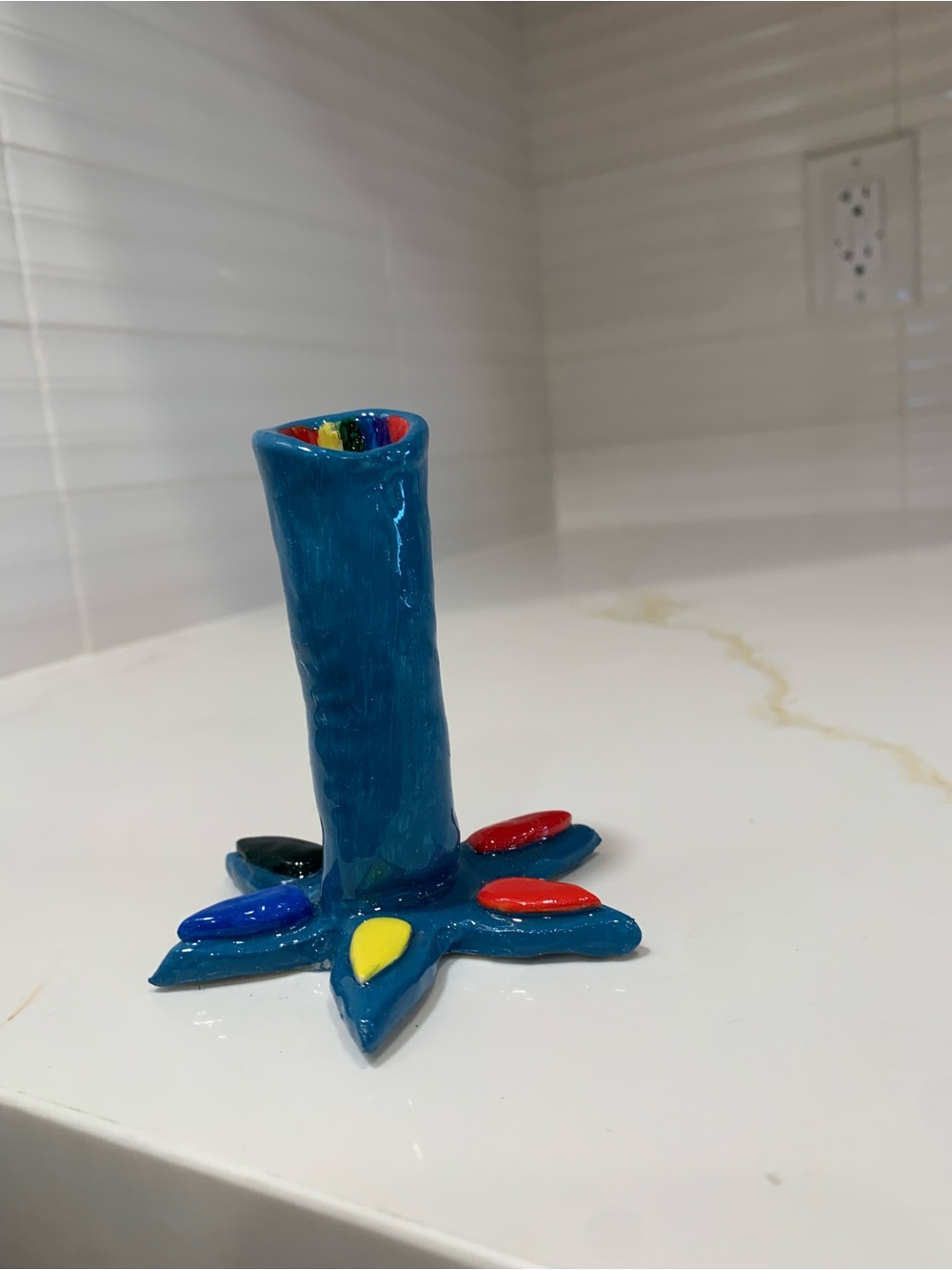 Handcrafted Blue Ceramic Candle holder